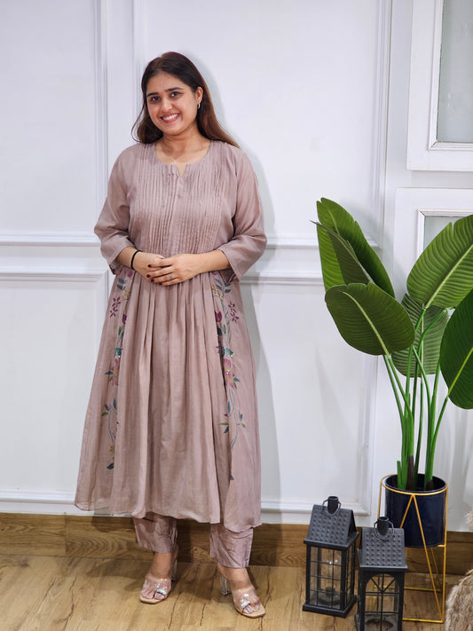 pure mul chanderi Kurta set