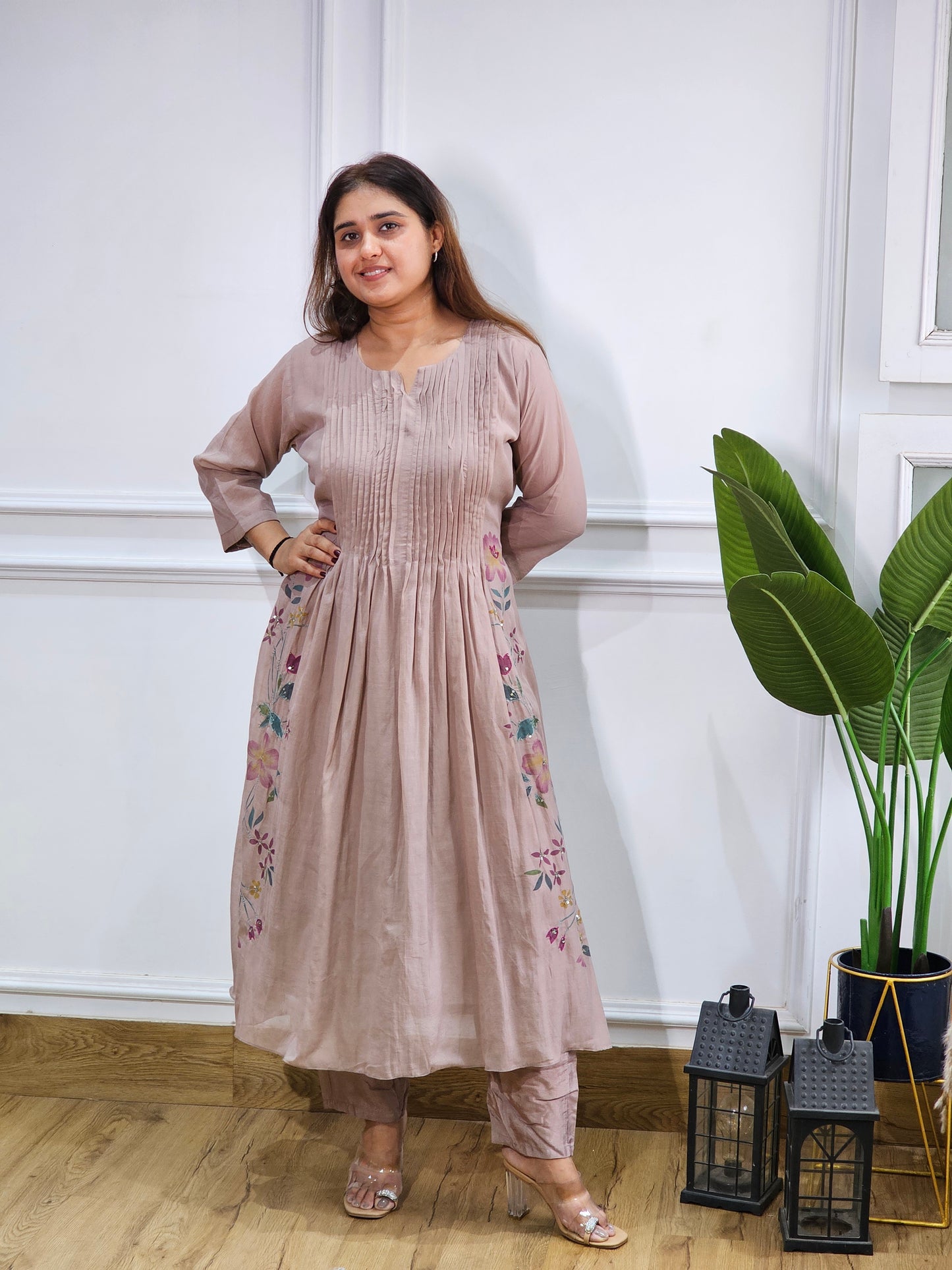 pure mul chanderi Kurta set