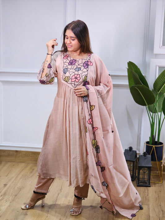 Jeenas pure mul chanderi Suit set