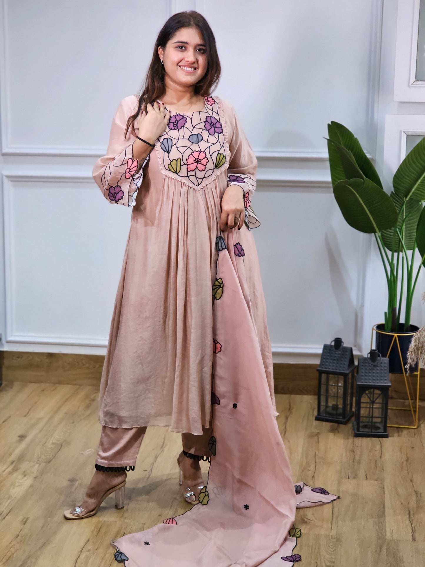 Jeenas pure mul chanderi Suit set