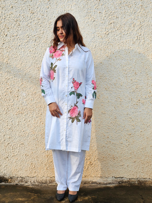 Jeenas applique white cotton set