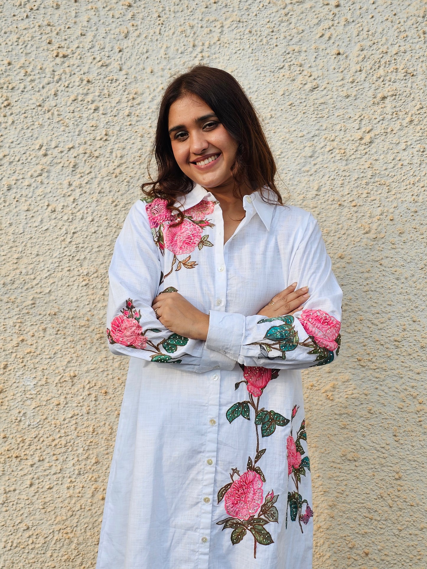 Jeenas applique white cotton set