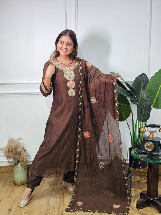 Jeenas pure mul chanderi suit set