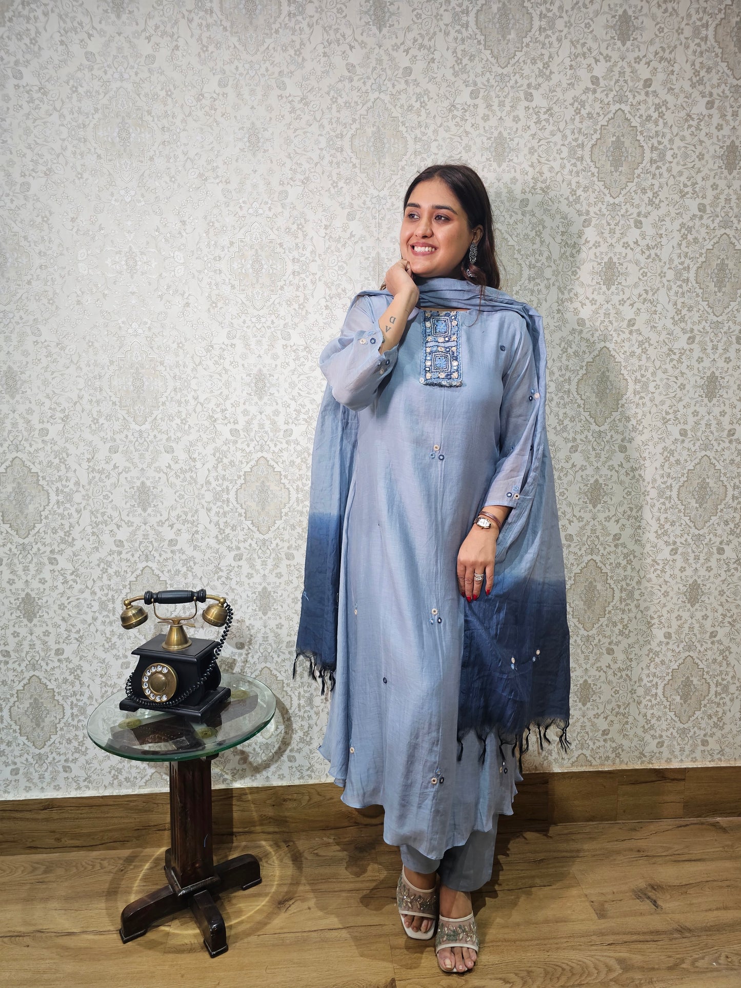 Jeenas pure mul chanderi suit set