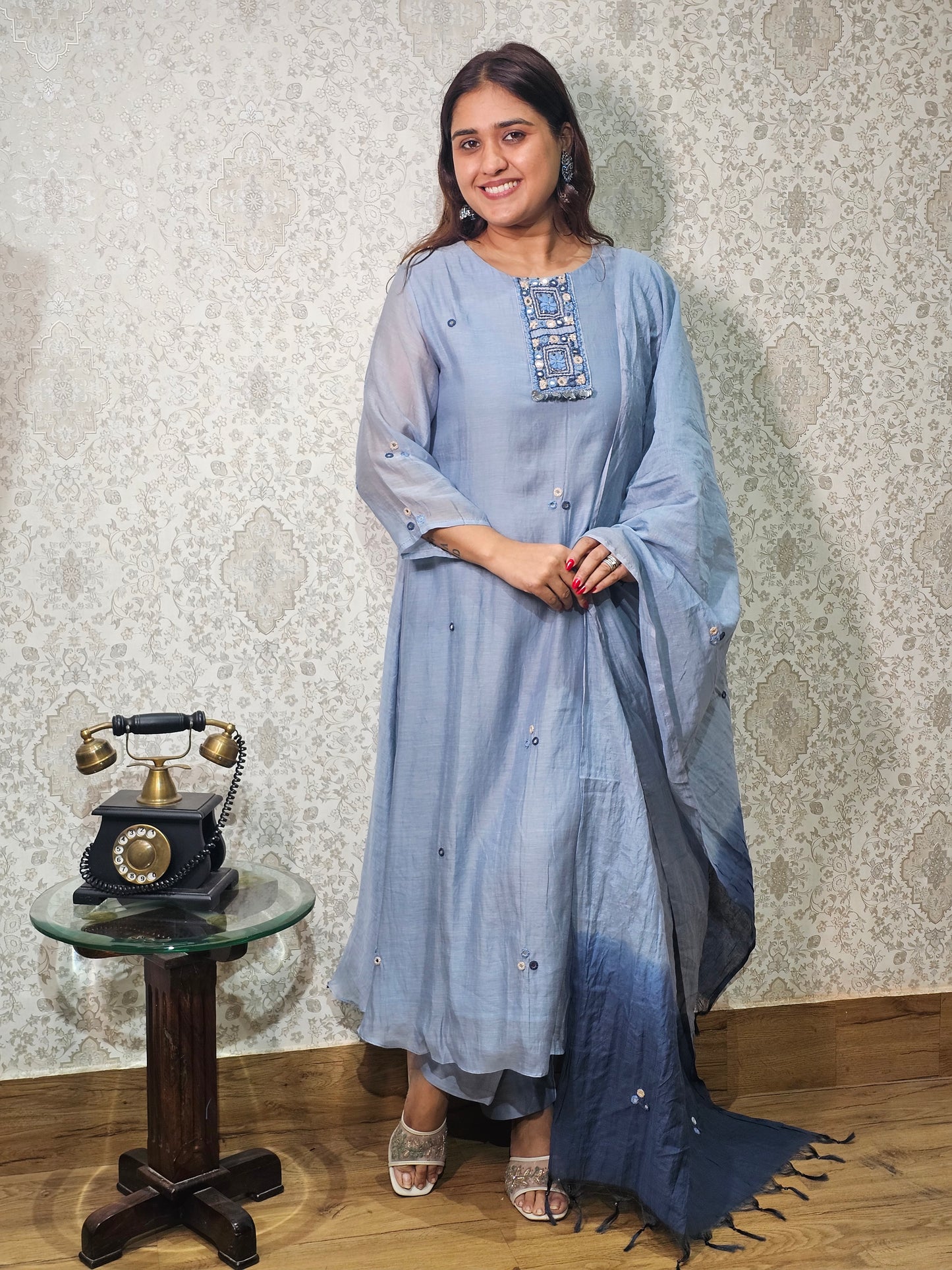 Jeenas pure mul chanderi suit set