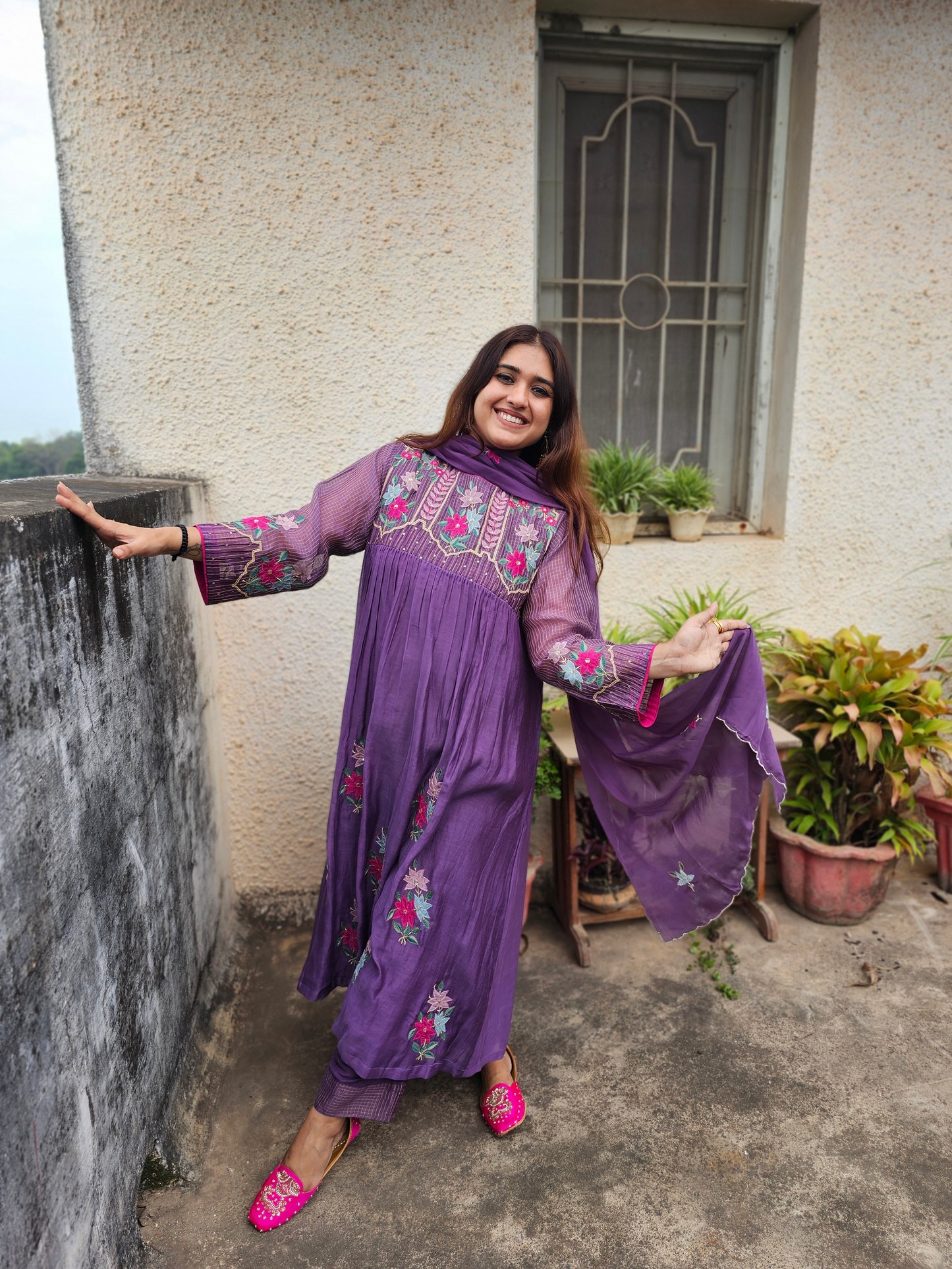 Jeenas mul chanderi suit set