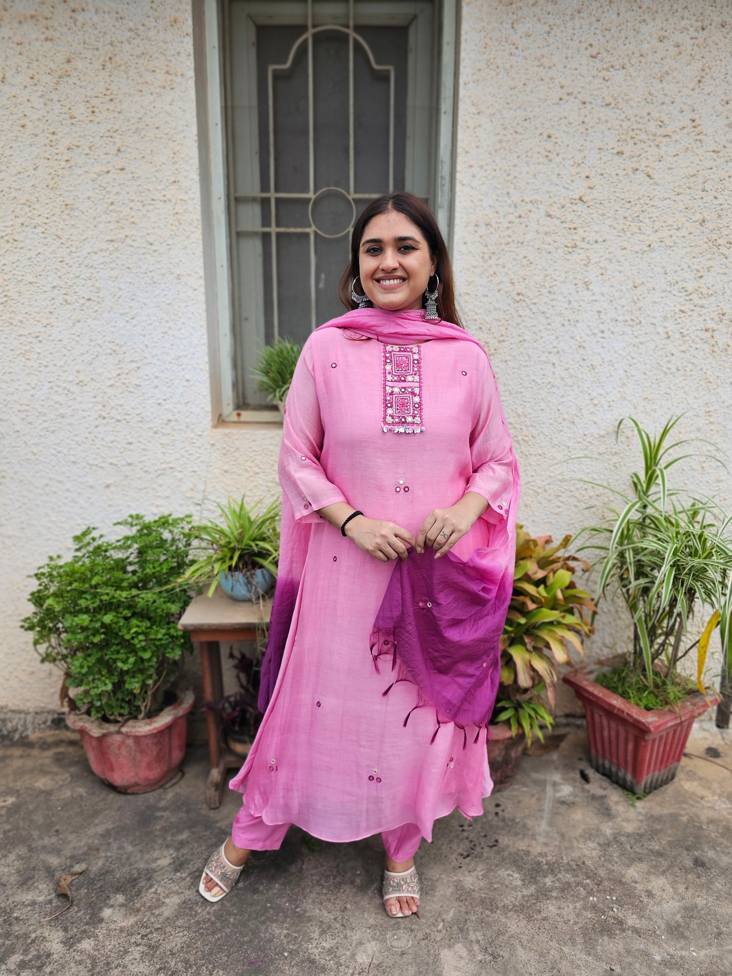 Jeenas pure mul chanderi suit set