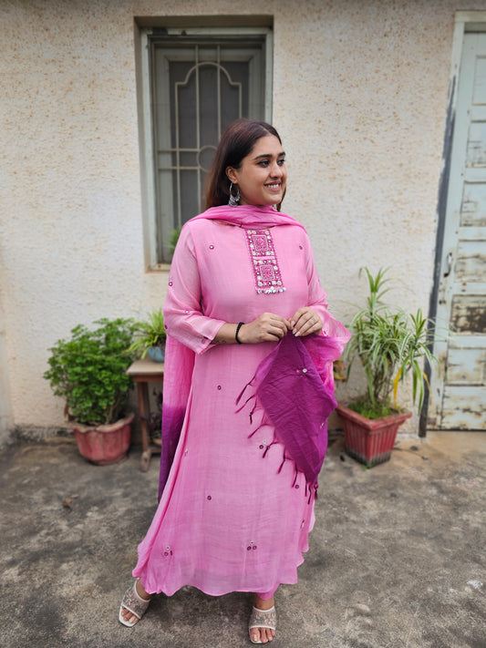 Jeenas pure mul chanderi suit set