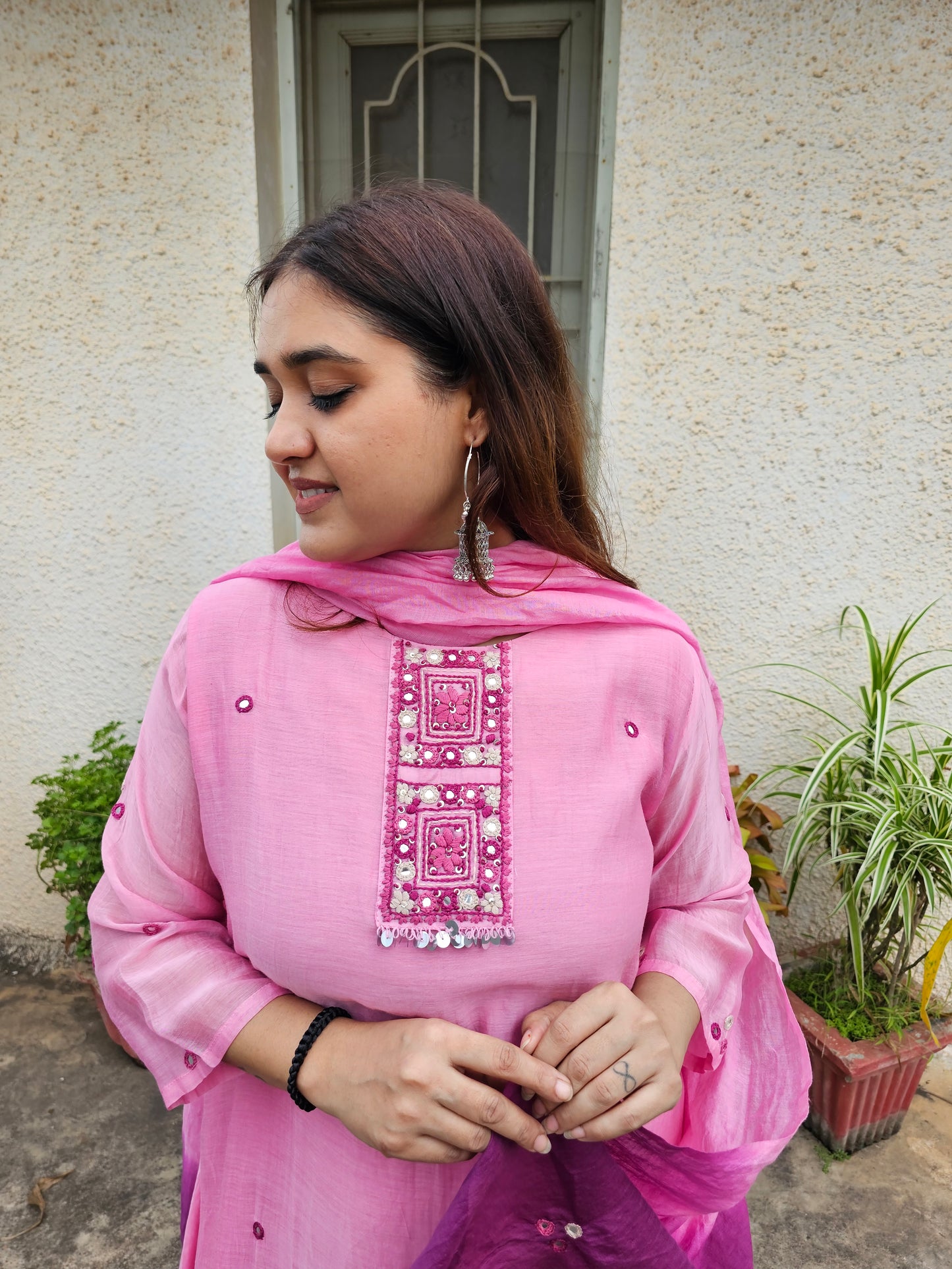 Jeenas pure mul chanderi suit set