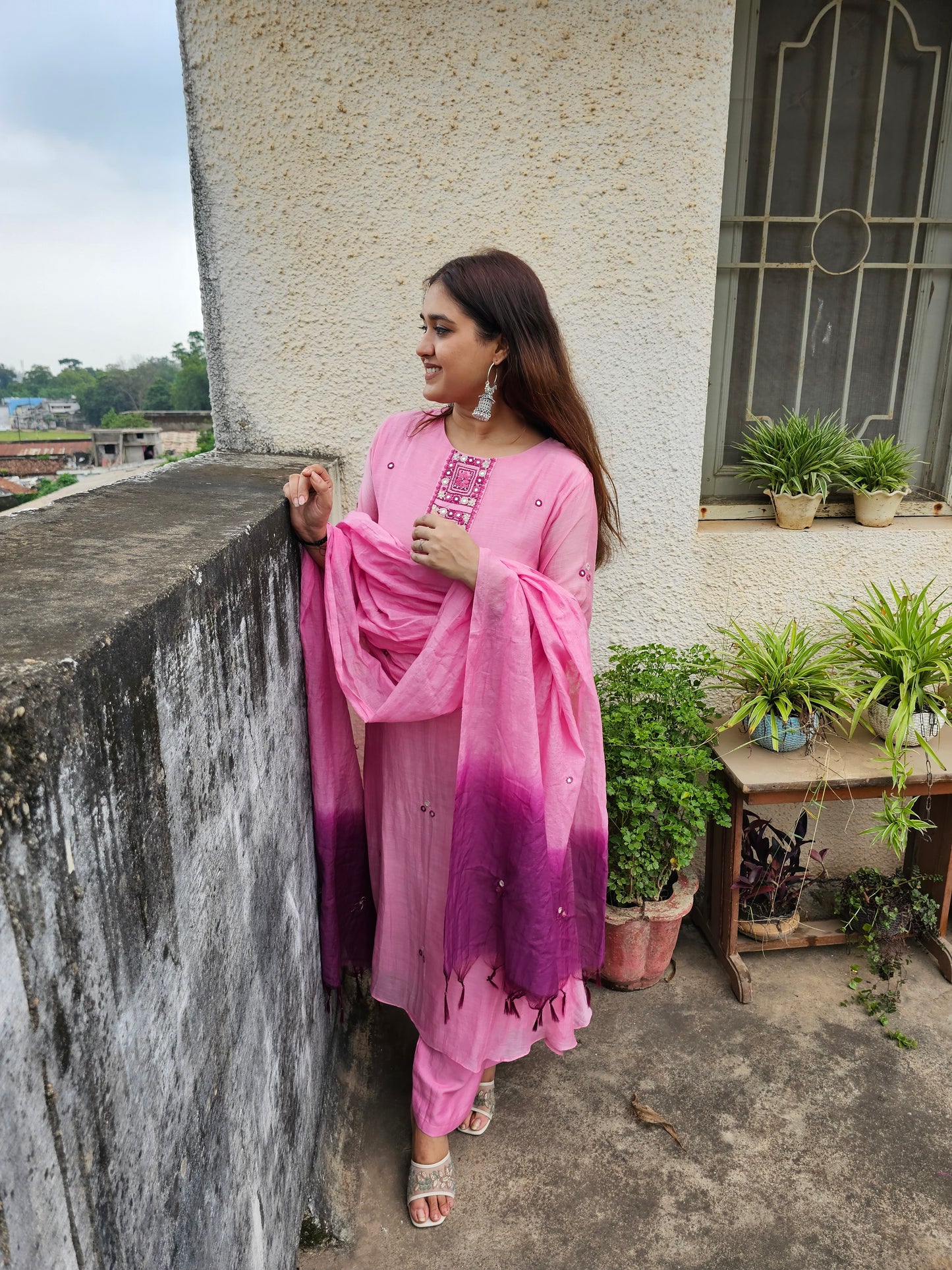 Jeenas pure mul chanderi suit set