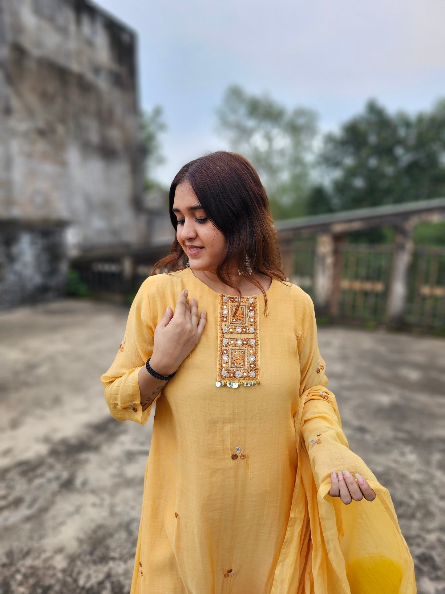 Jeenas pure mul chanderi suit set