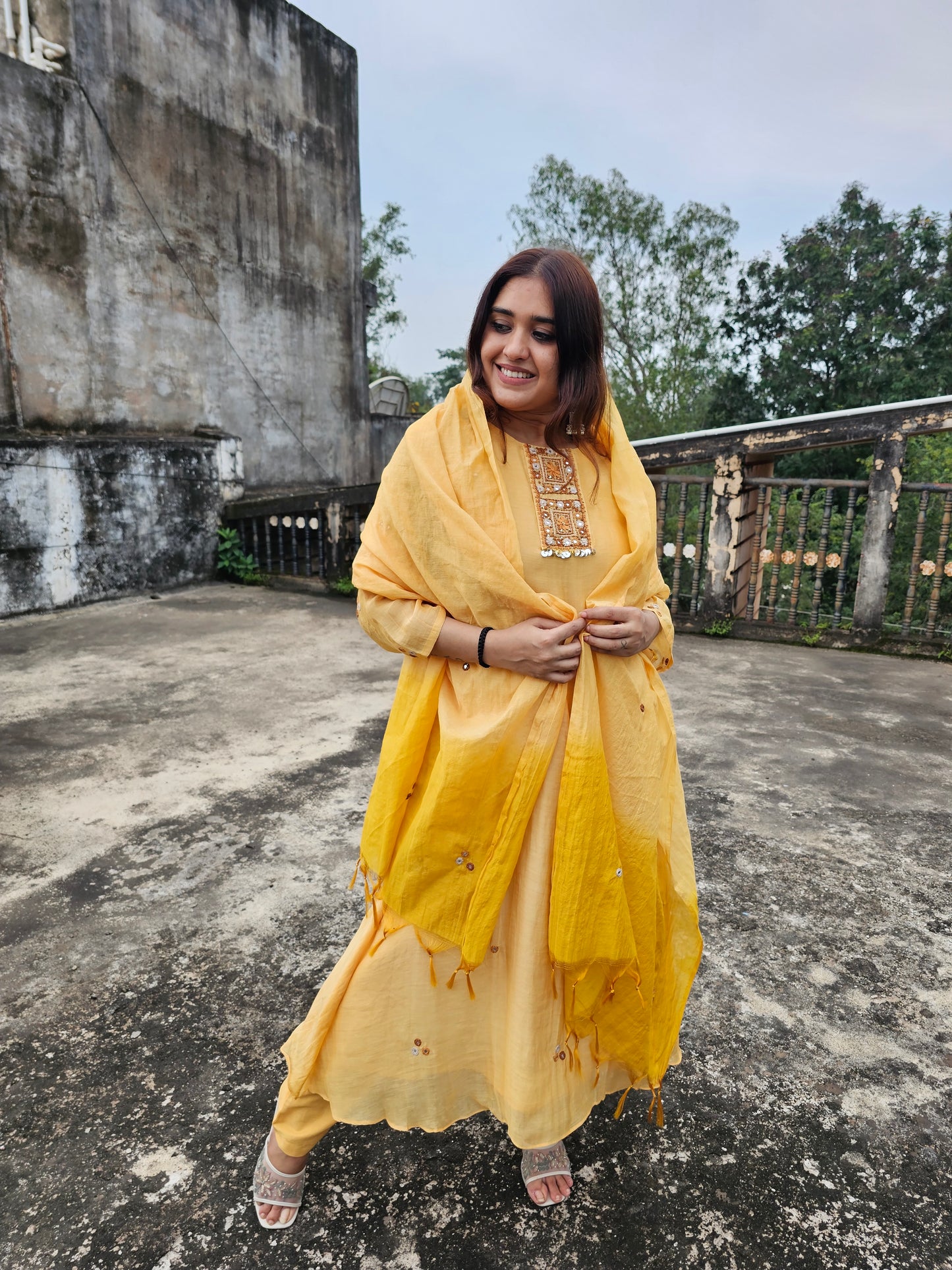 Jeenas pure mul chanderi suit set