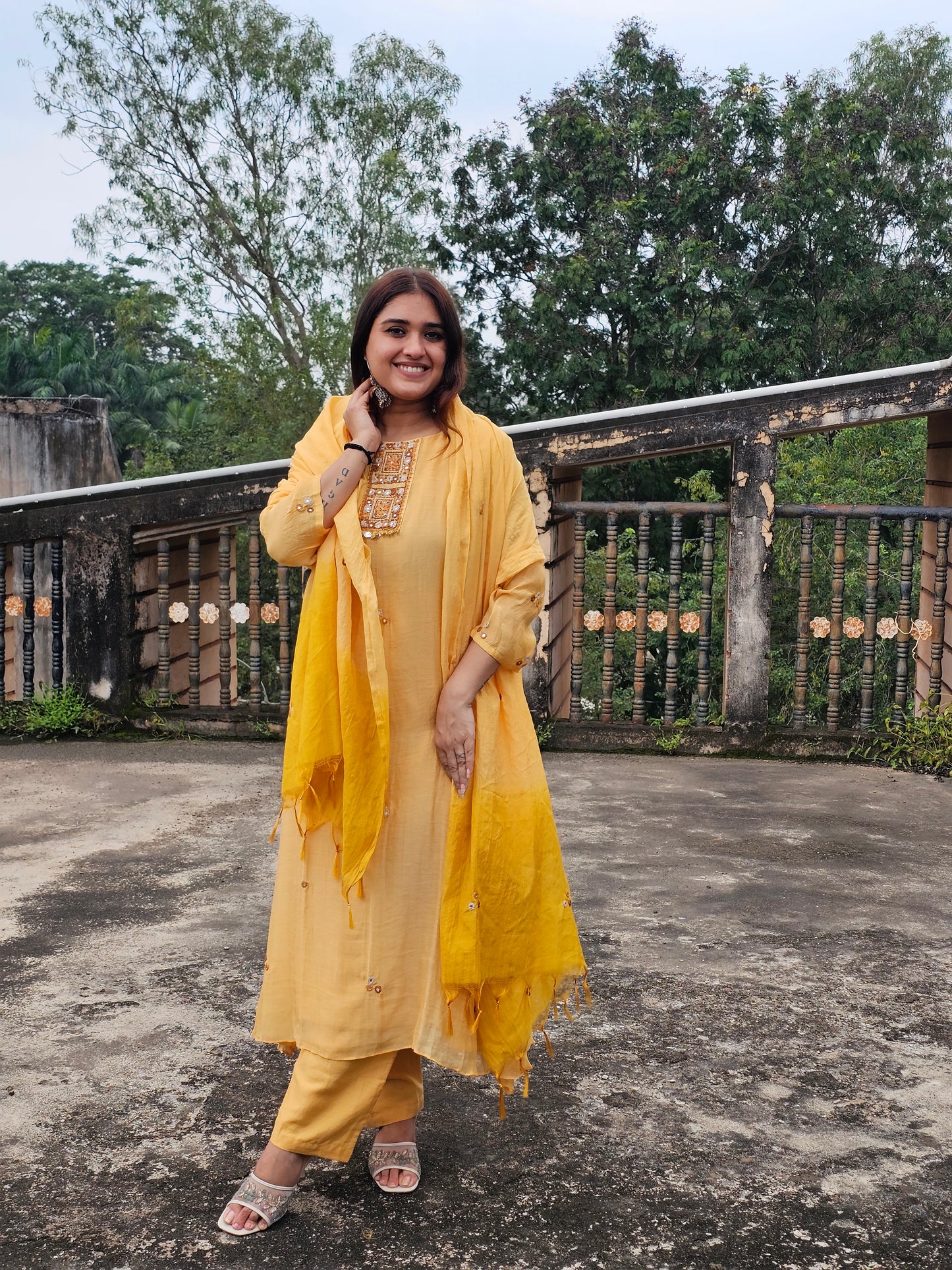 Jeenas pure mul chanderi suit set