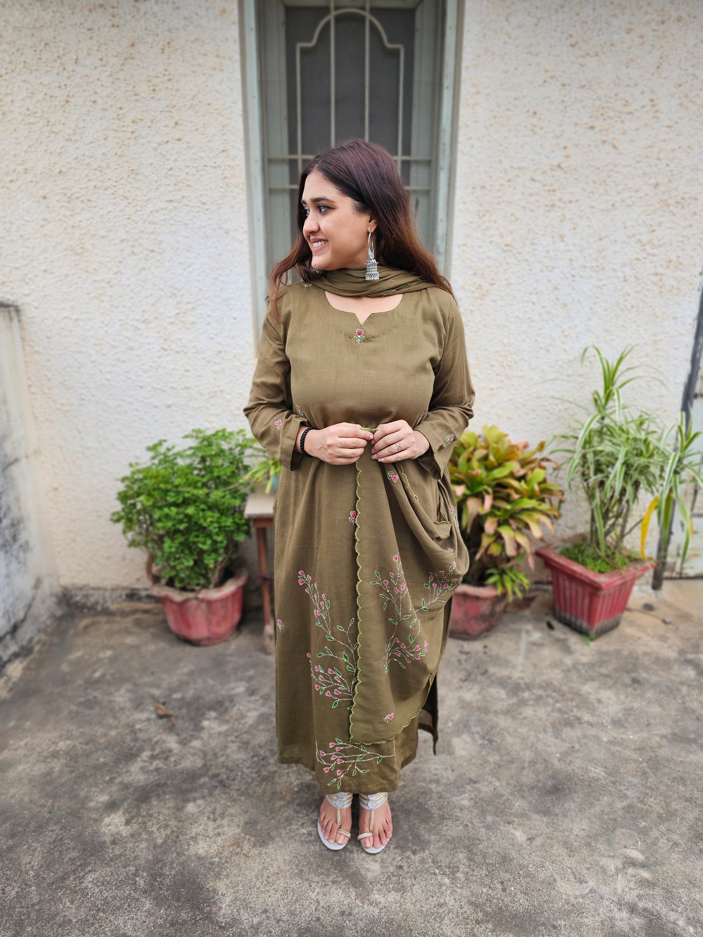 Jeenas pure cotton katha suit