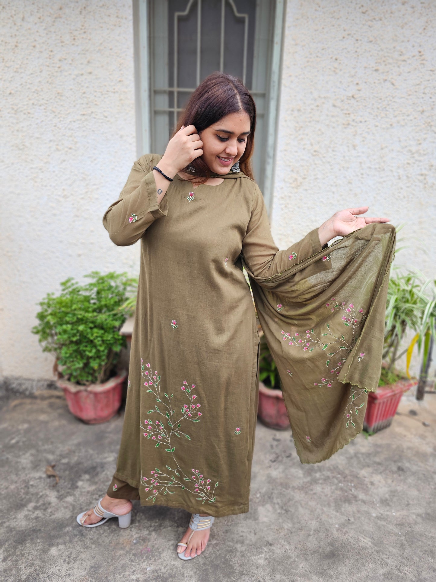 Jeenas pure cotton katha suit