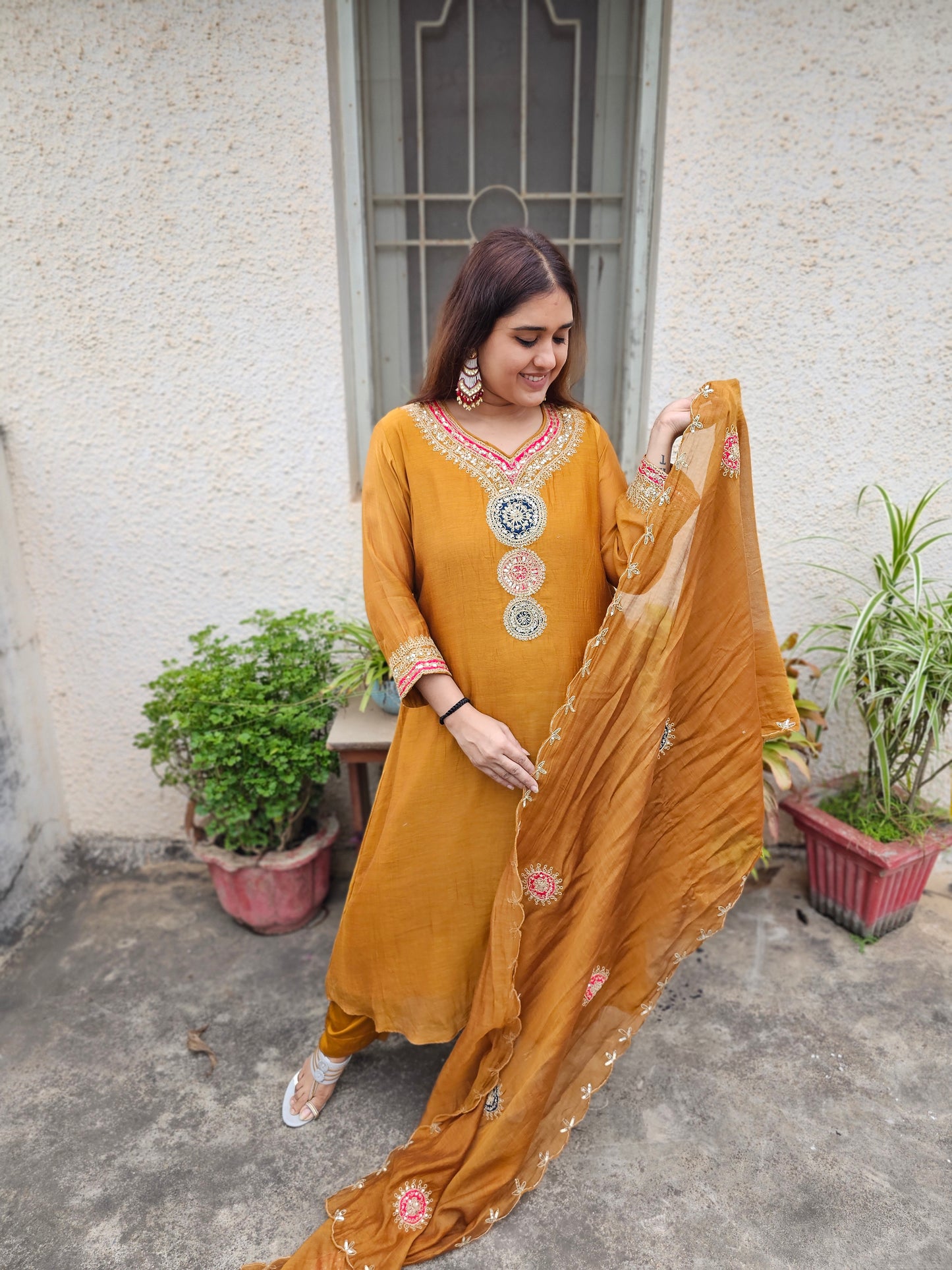 Jeenas mul chanderi suit set