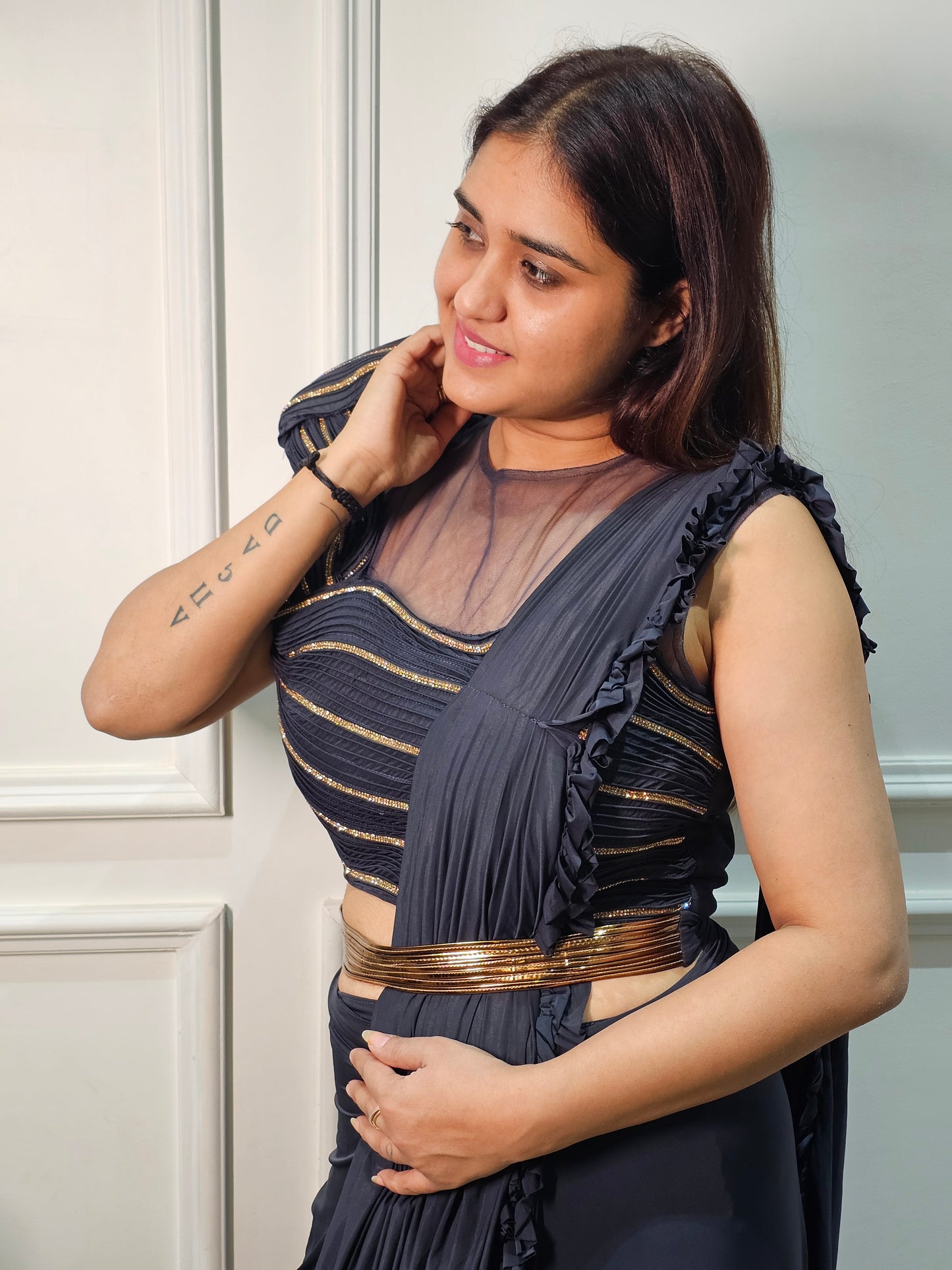 Jeenas Blue Drape Saree