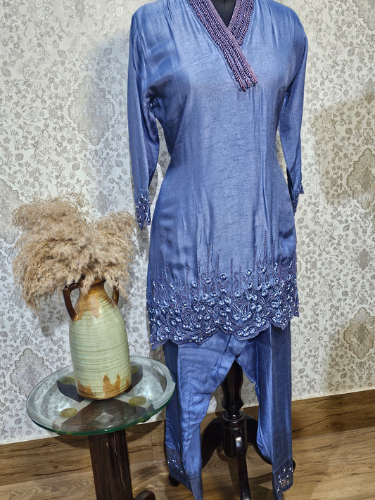 Jeenas Pure silk grey cord set