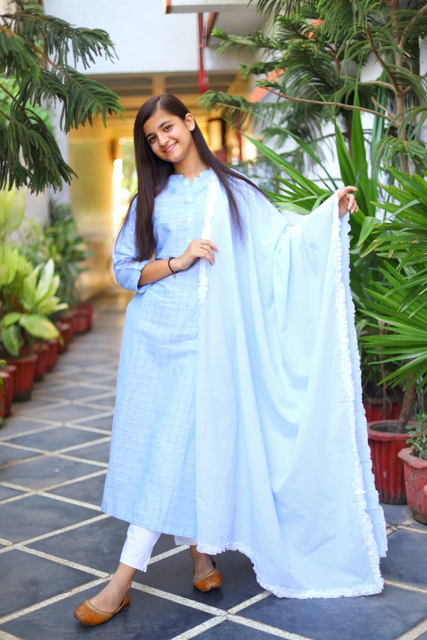 JEENAS Cotton Kurti Dupatta