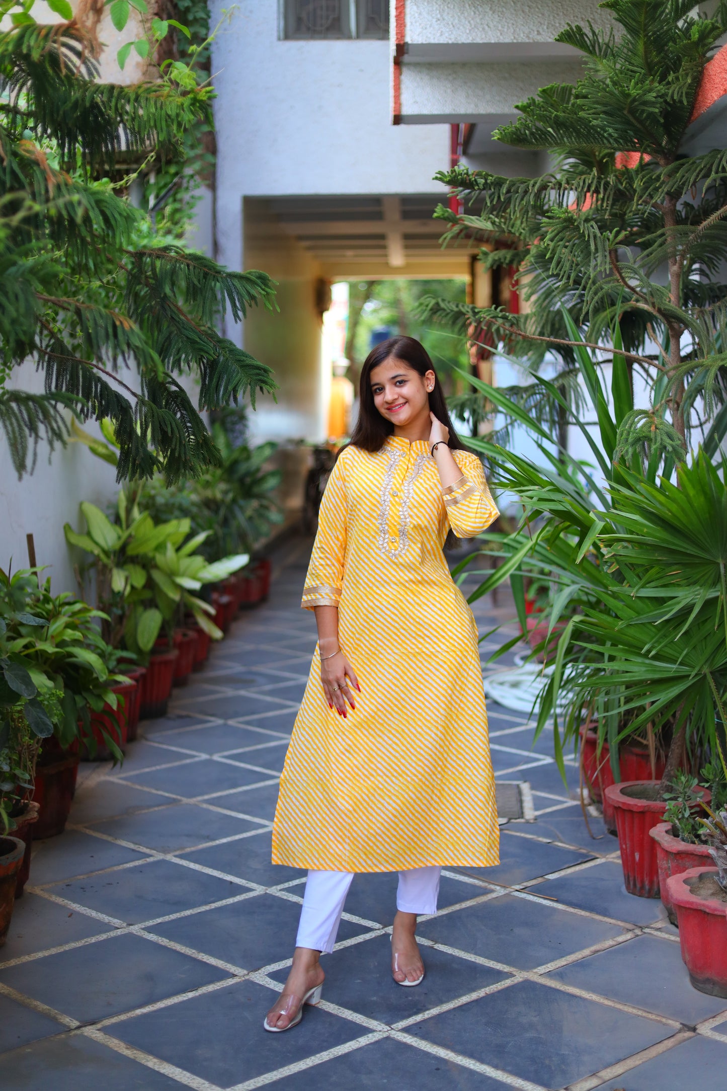 JEENAS Cotton Kurti with Gota work