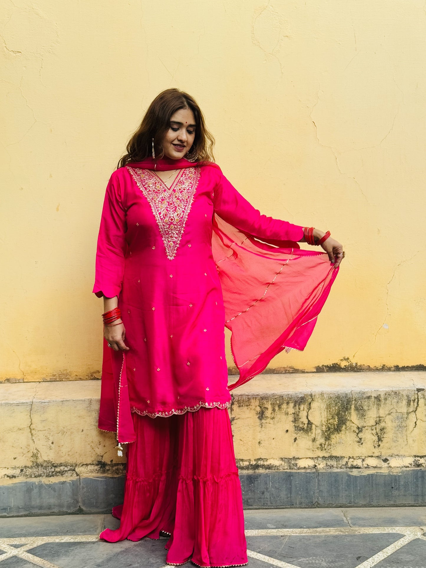 JEENAS pure silk with zari work and garara