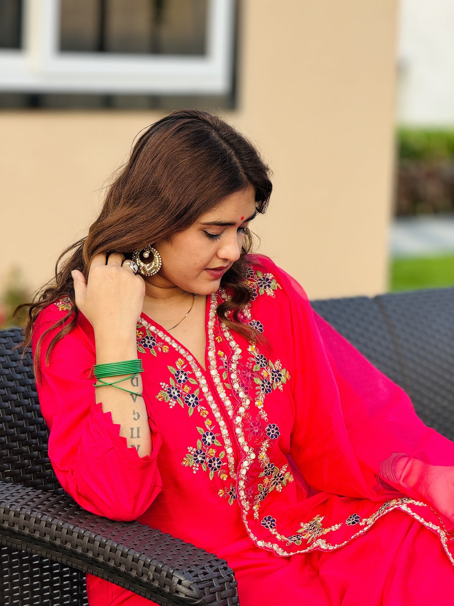 Jeena's pure silk kurta with organza dupatta