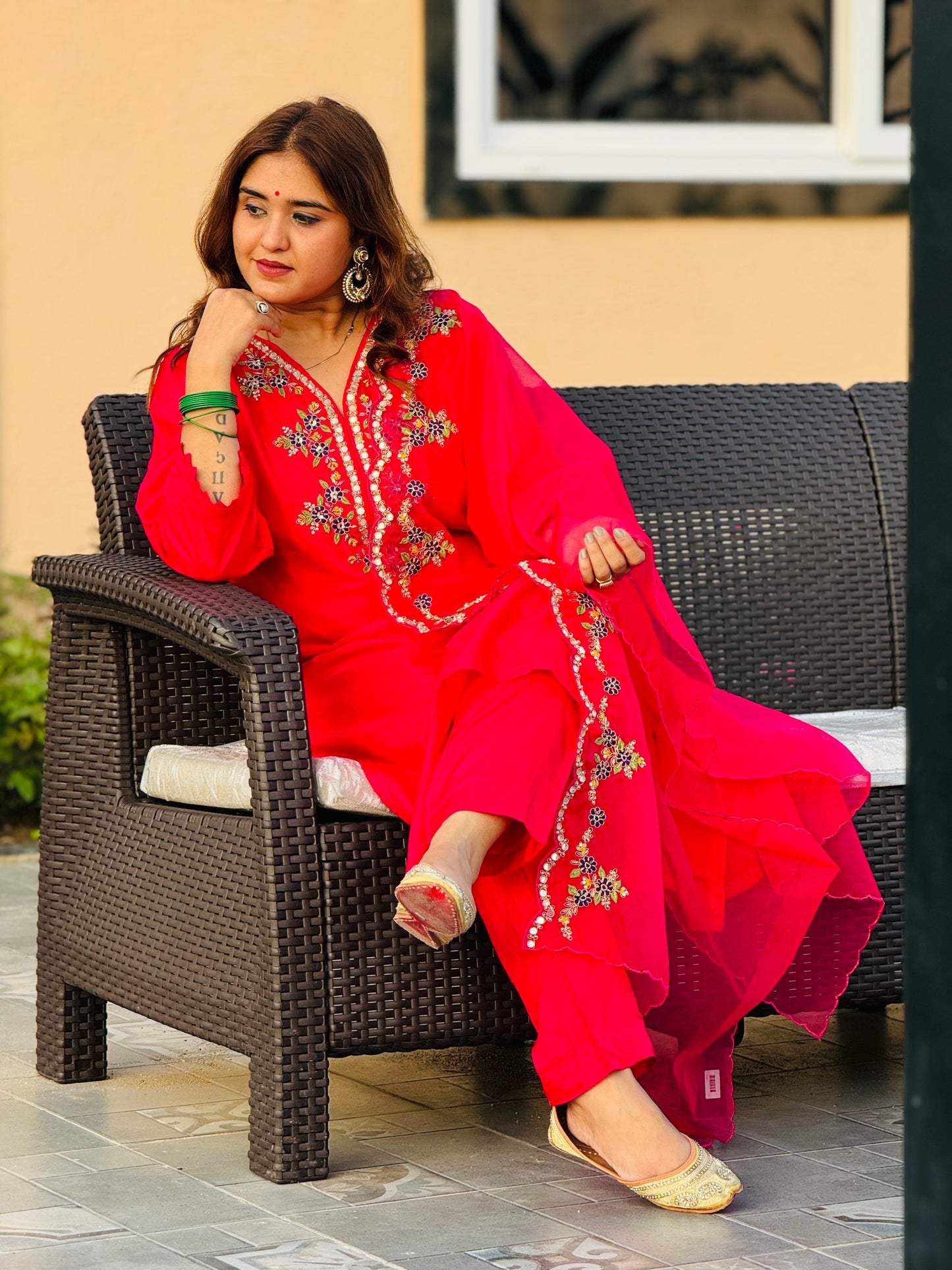 Jeena's pure silk kurta with organza dupatta