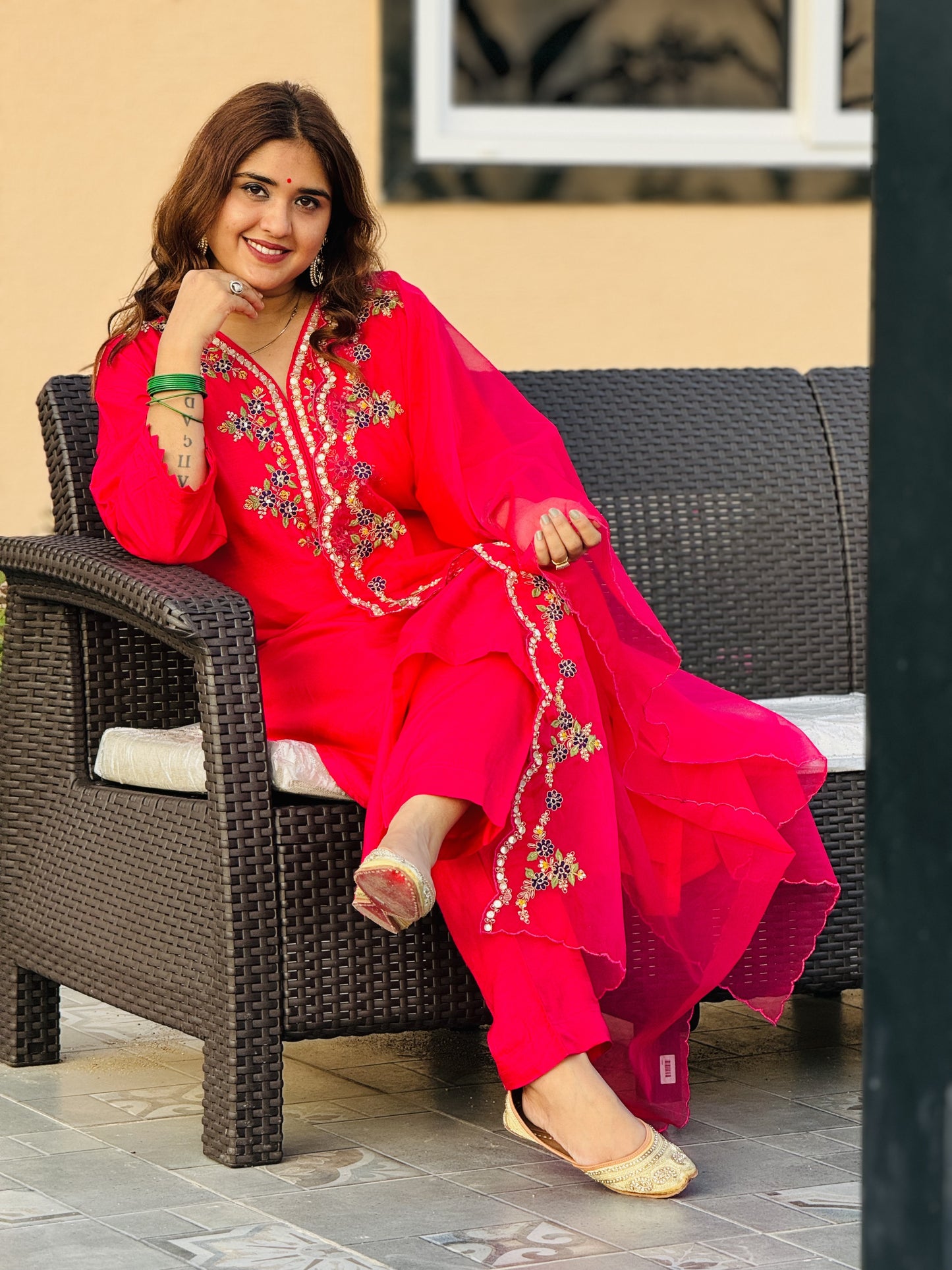 Jeena's pure silk kurta with organza dupatta