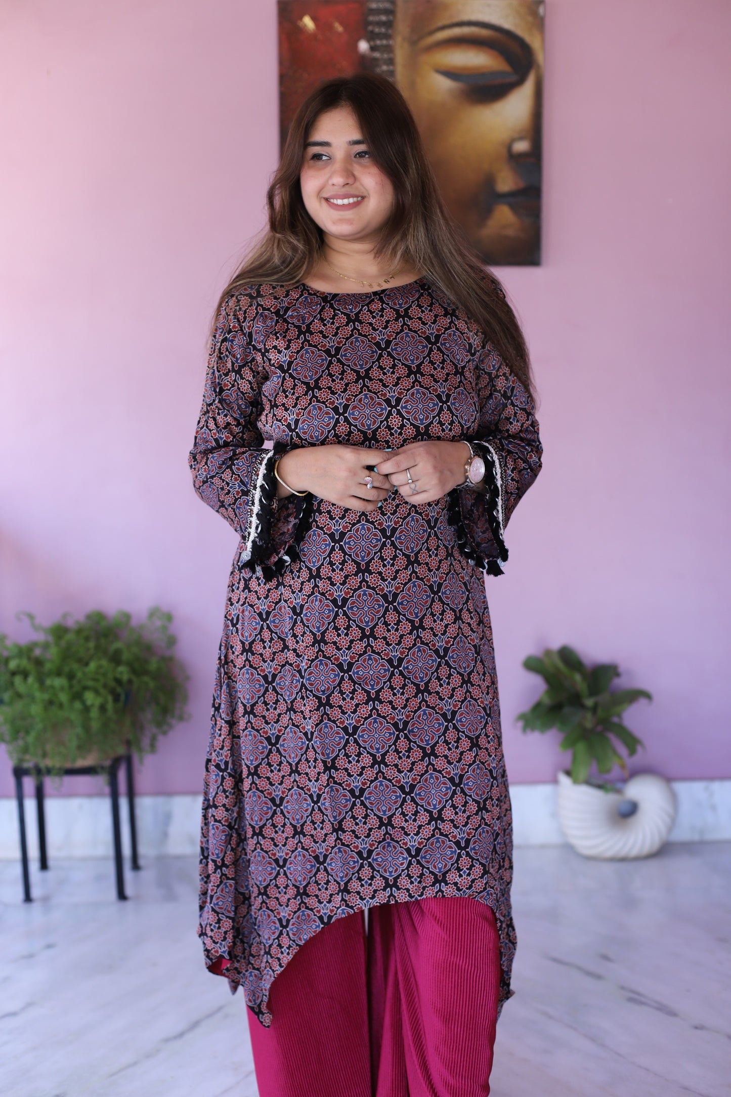 JEENAS Women Pure Modal Two Piece Set Ajrakh Print