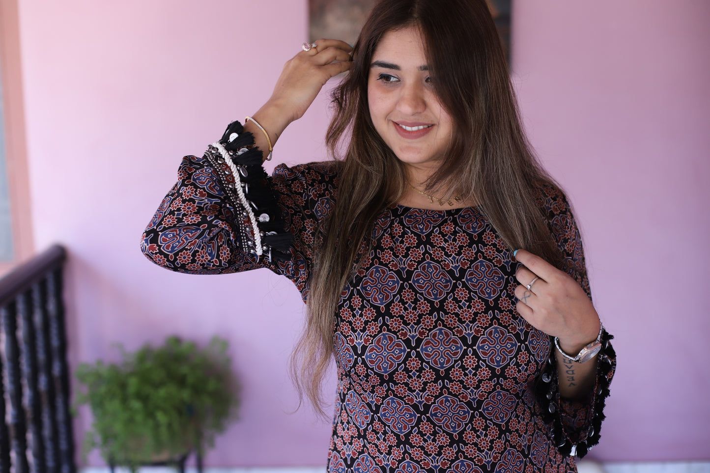 JEENAS Women Pure Modal Two Piece Set Ajrakh Print