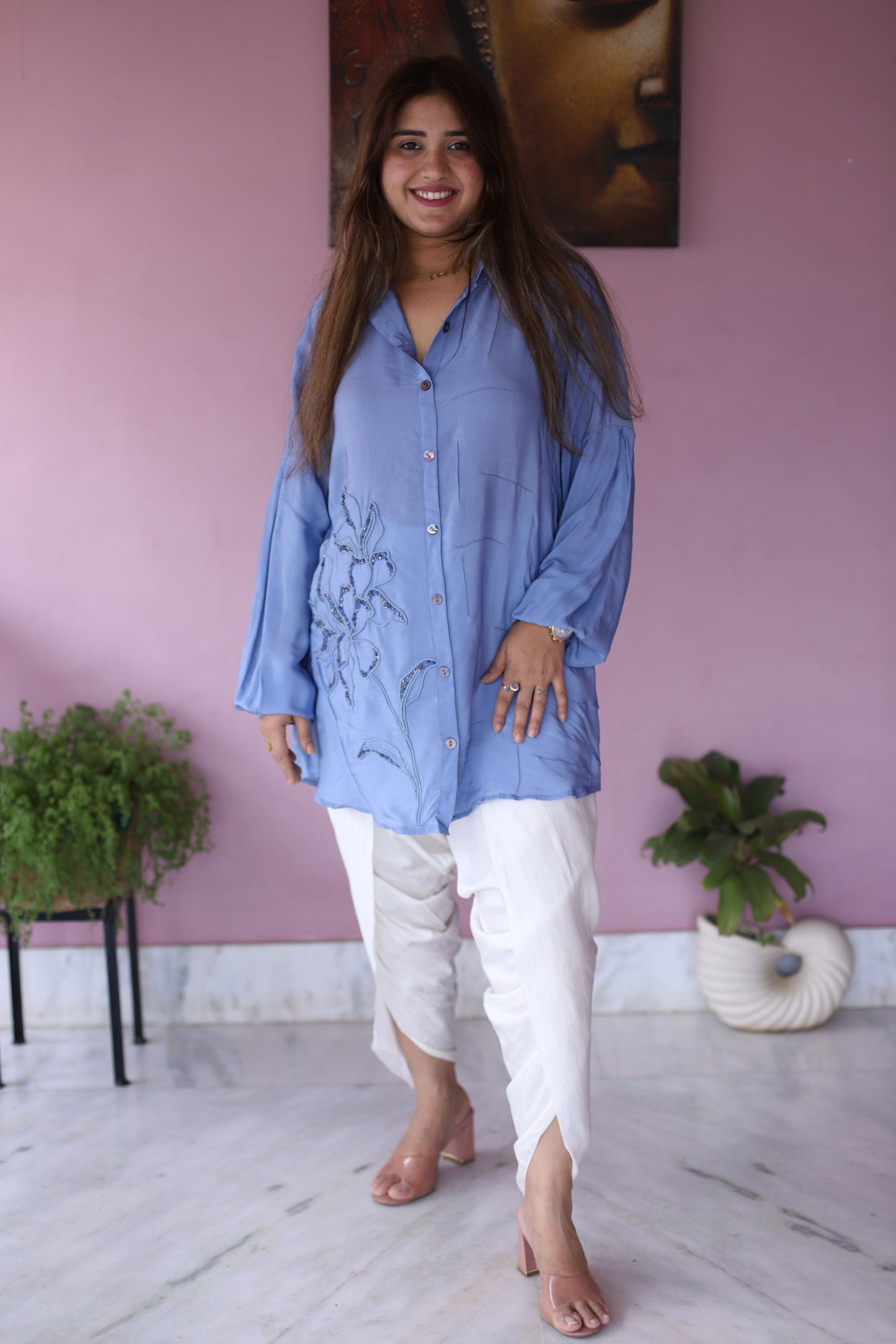 JEENAS Women Pure Chinon Long Shirt