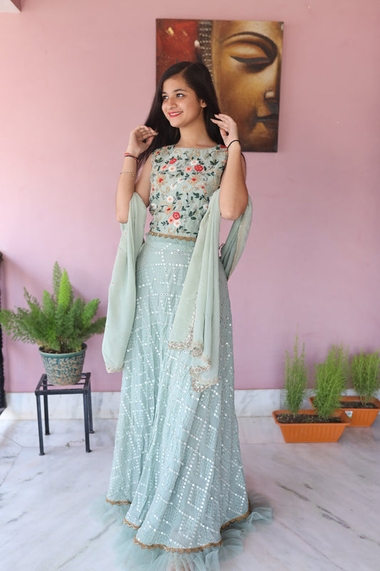 JEENAS Women Pure Georgette Lehenga