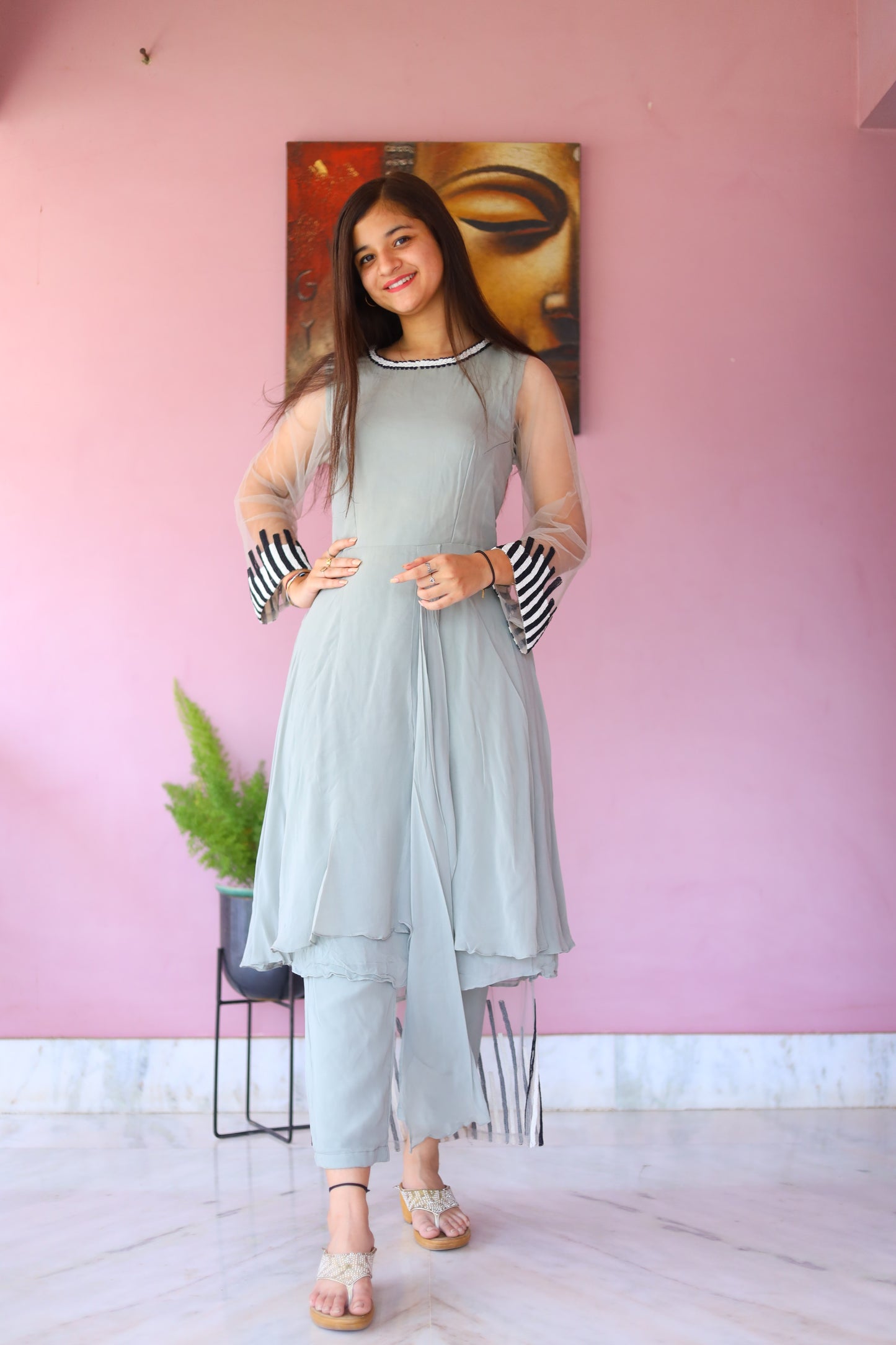 JEENAS Women Pure Georgette Pant Set