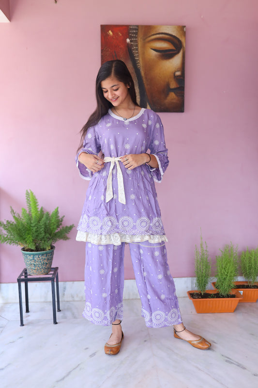 JEENAS Women Pure Masleen Embroidered Co-Ord Set