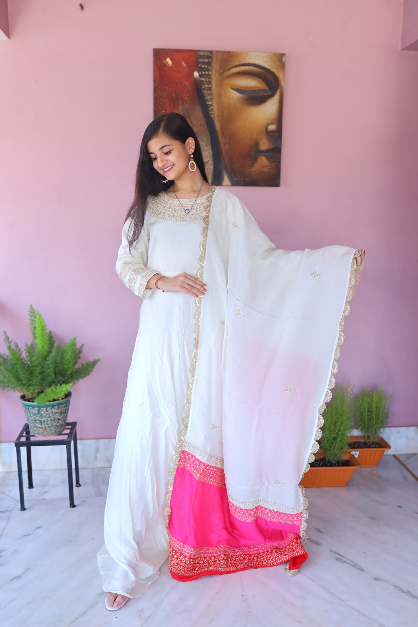 JEENAS Women Pure Silk Dress With Heavy Dupatta