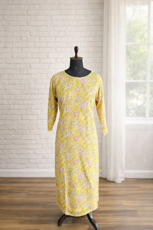 Jeenas yellow printed  Kurta