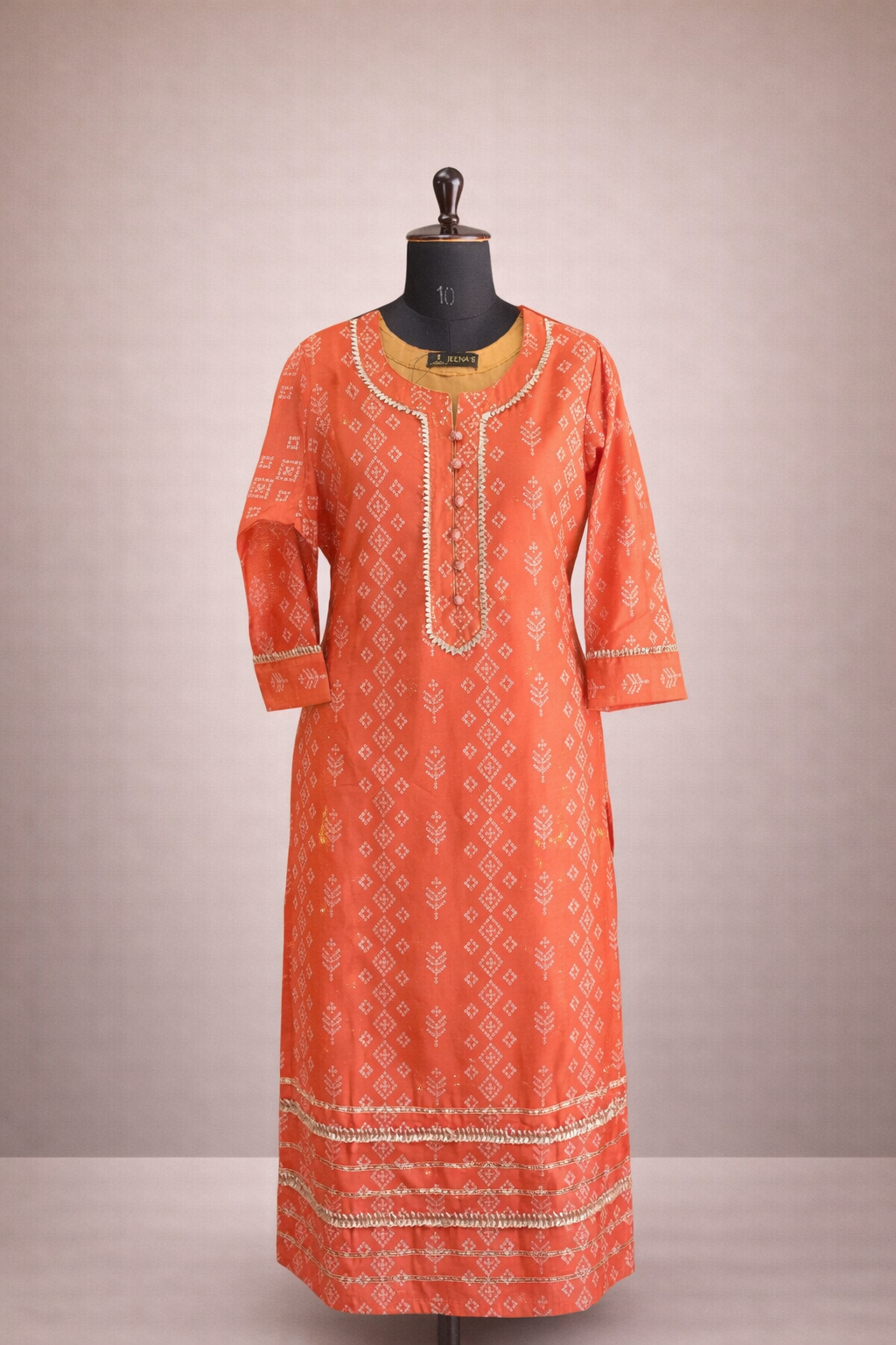 Jeenas orrange printed  Kurta