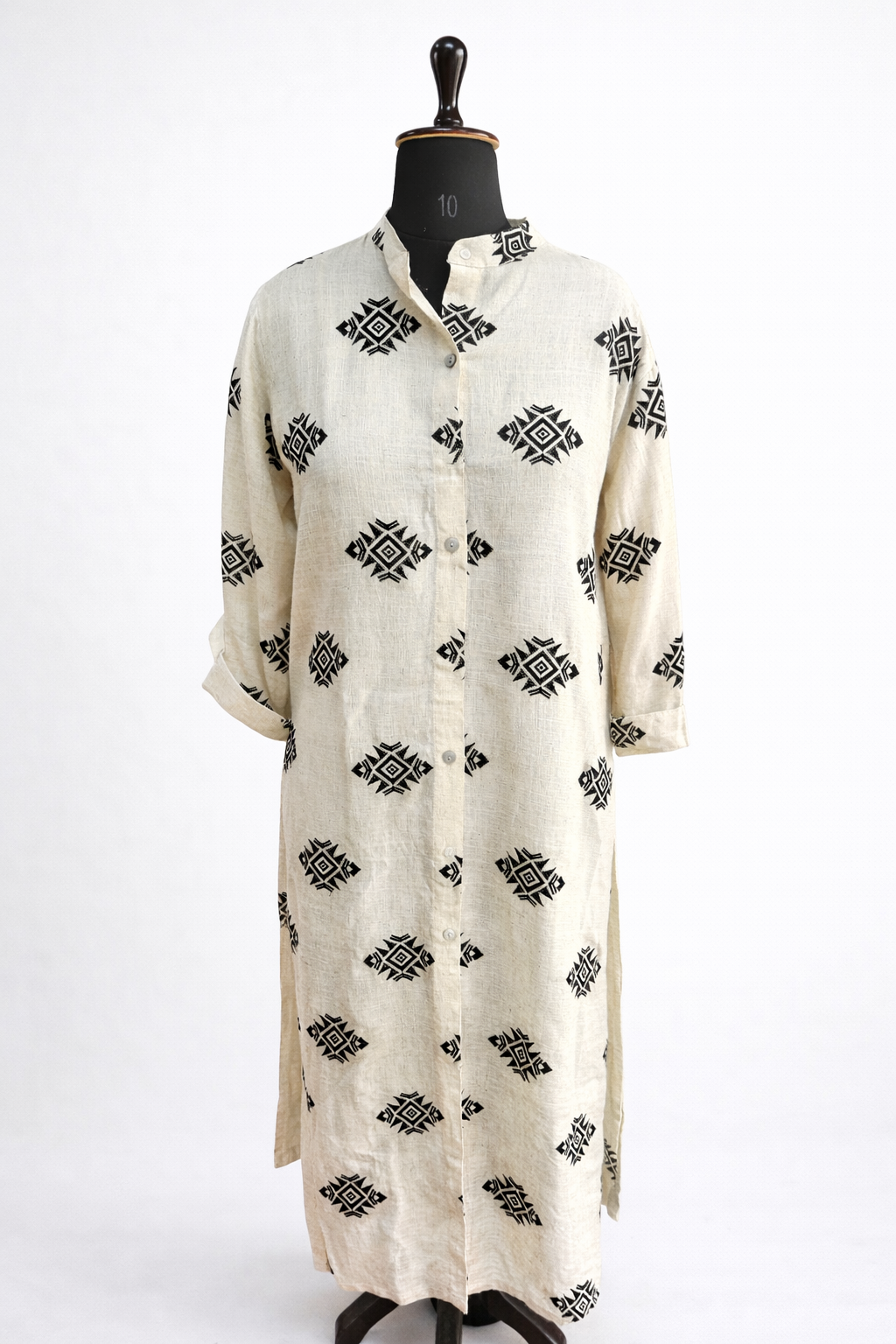 jeenas white geometric print kurta