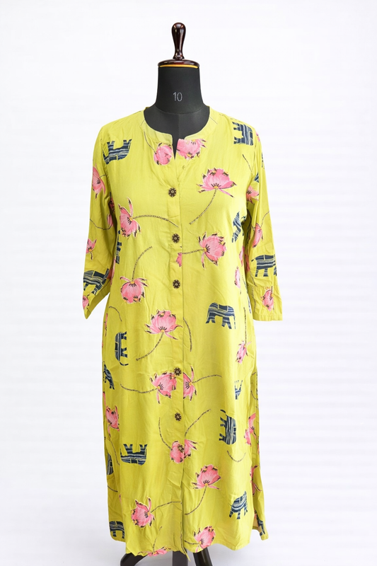 jeenas yellow floral kurta