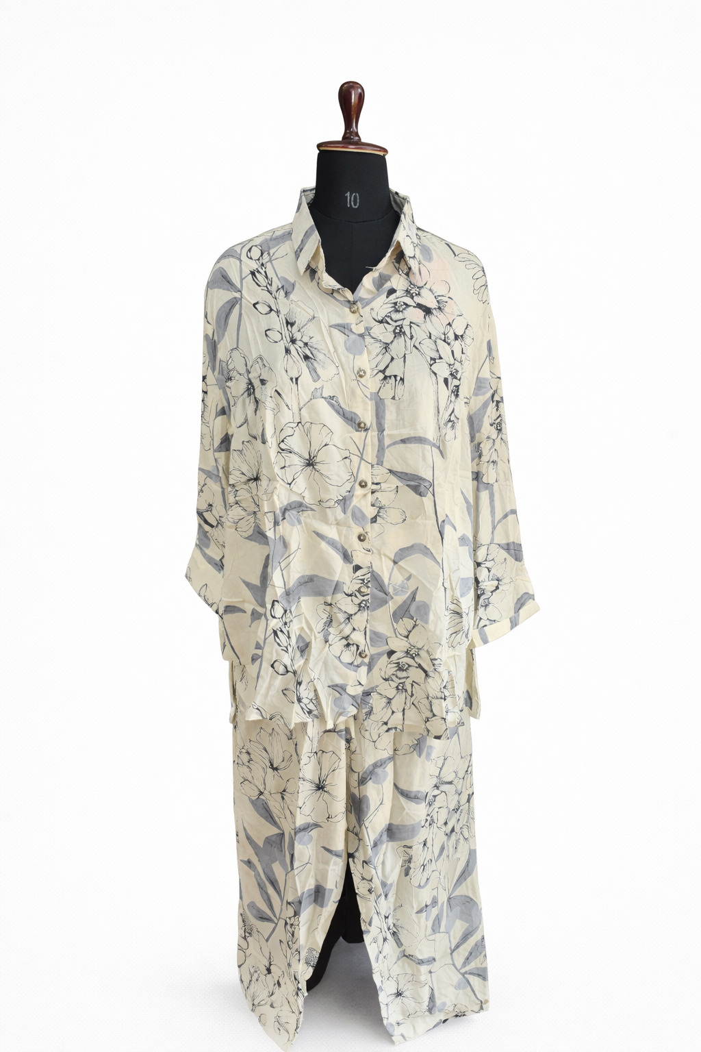jeenas beige and grey printed co-ord set
