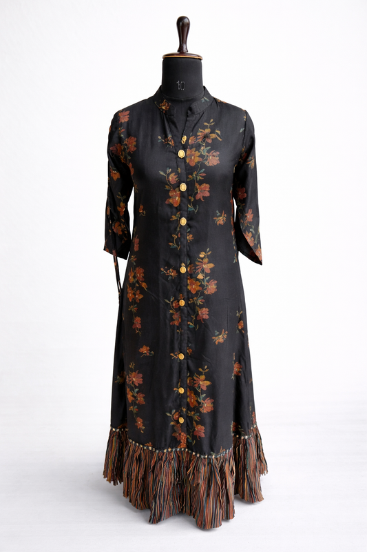 jeenas black floral kurta