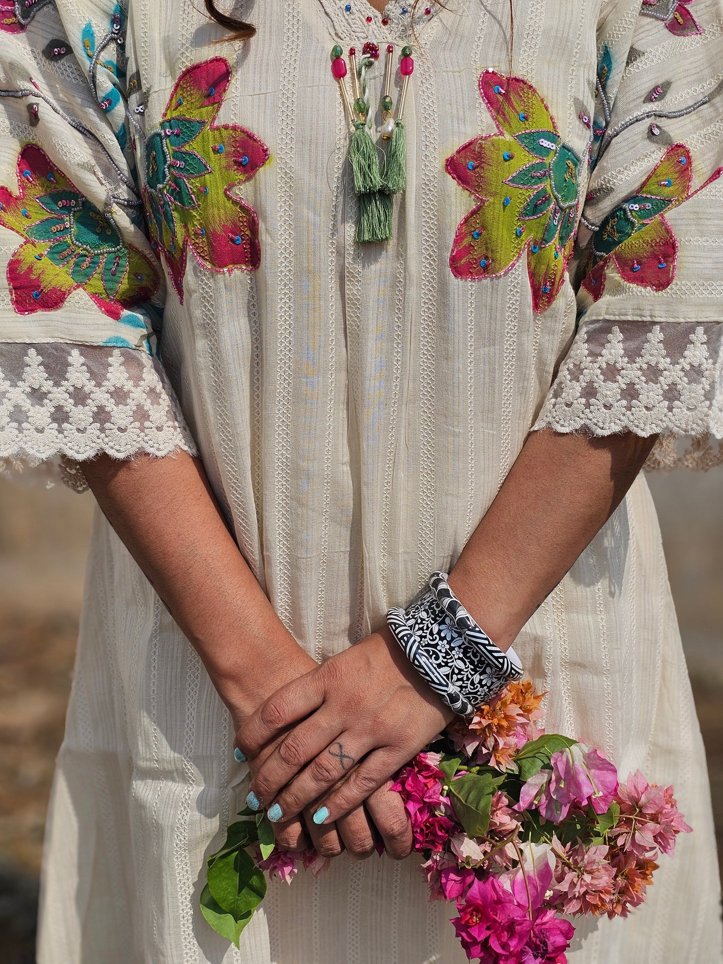Ivory painted kurta pant
