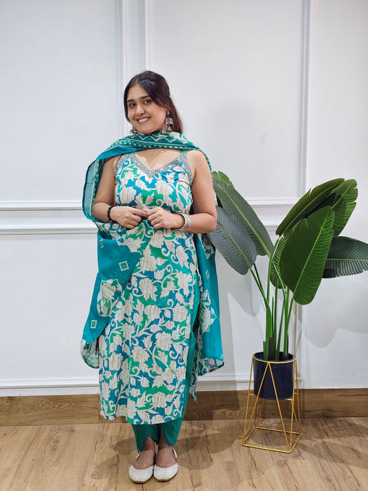 Jeenas floral cotton strap suit set