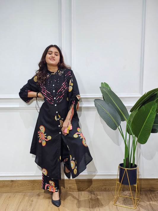 Jeenas digital black pant kurta