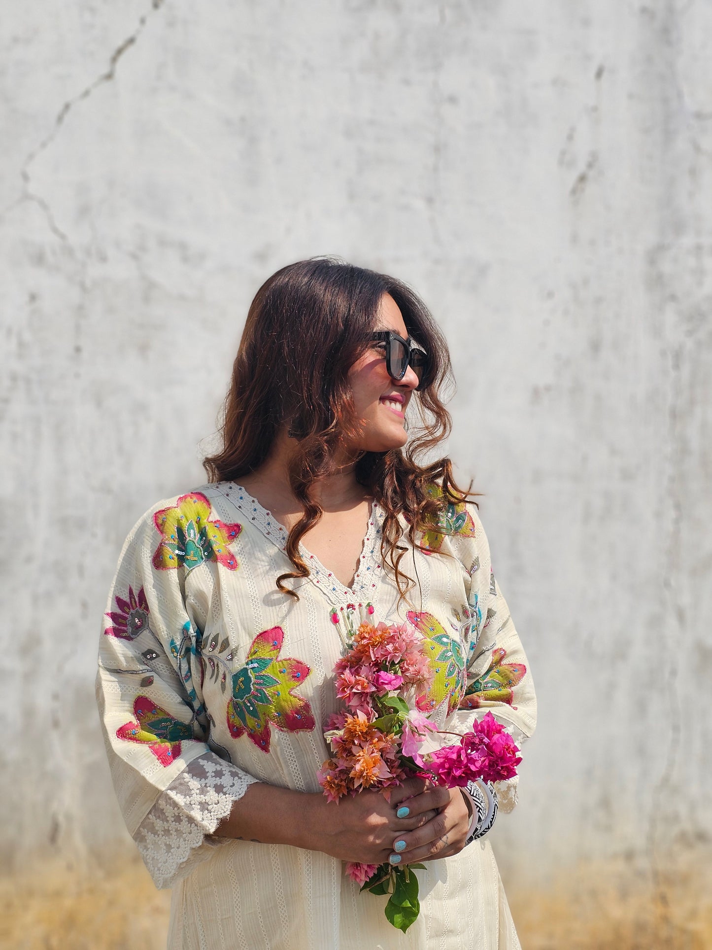 Ivory painted kurta pant