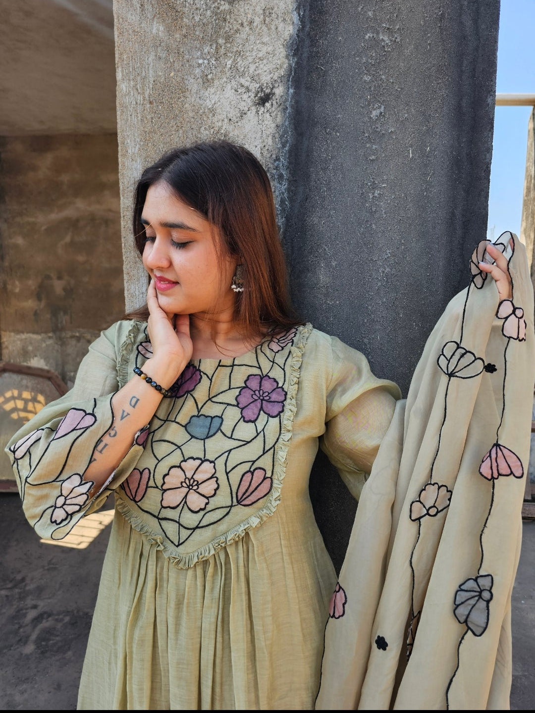 Jeenas pure mul chanderi Suit set