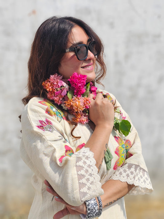 Ivory painted kurta pant