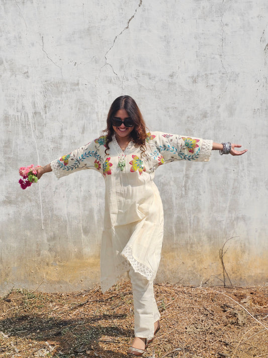 Ivory painted kurta pant