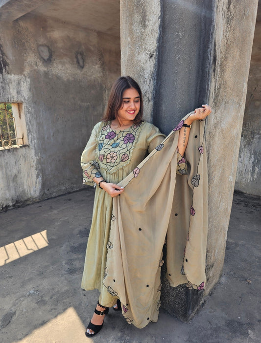 Jeenas pure mul chanderi Suit set