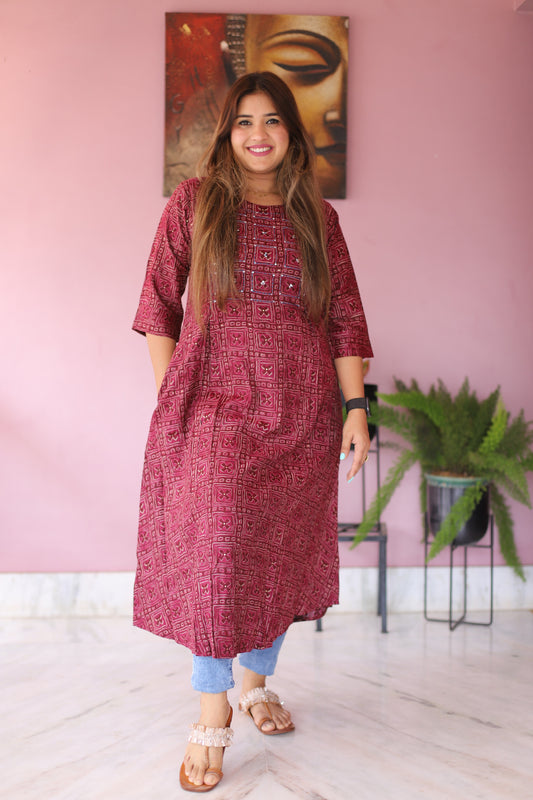 JEENAS Women Cotton Printed Kurti With Pocket